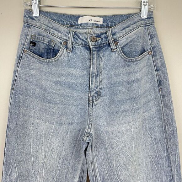 Kancan Estilo Jeans Womens Size 3/25 (26X31) Baggy Wide Leg Faded Blue Raw Hem - Picture 4 of 9